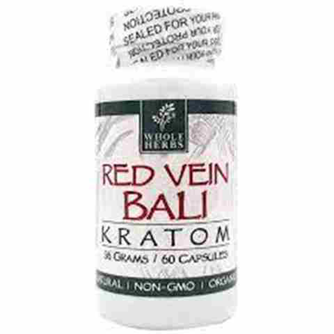 Picture of WHOLEHERBS KRATOM CAPSULES 36G 60CT - RED VEIN BALI