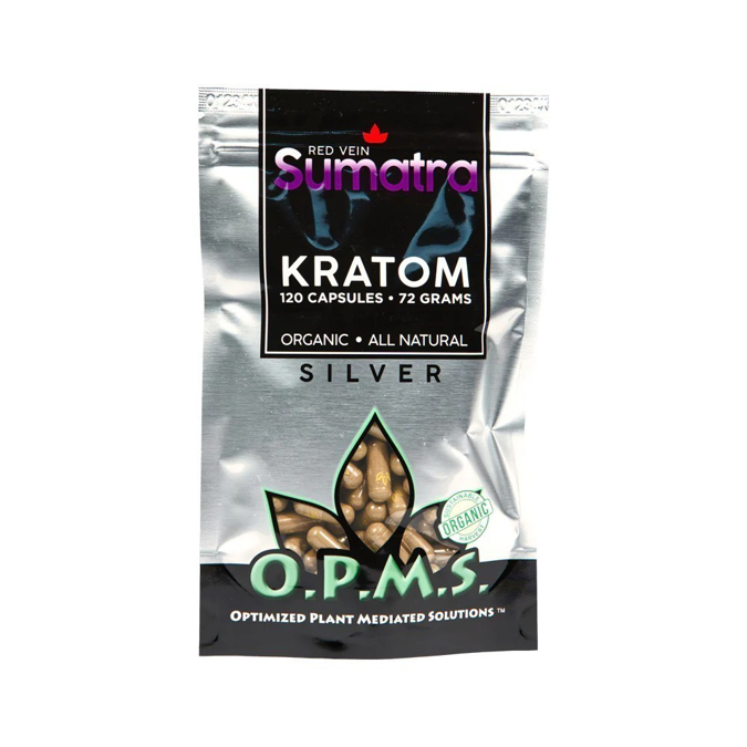 Picture of O.P.M.S silver capsules 120ct 72g - Red vein sumatra