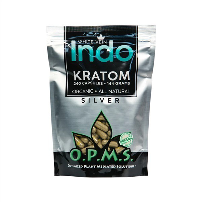Picture of O.P.M.S silver capsules 240ct 144g - White vein indo