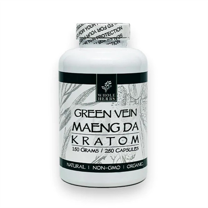 Picture of Wholeherbs kratom capsules 150g 250ct - Green vein maeng da