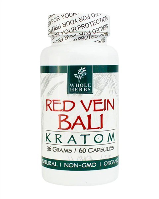 Picture of WHOLEHERBS KRATOM CAPSULES 36G 60CT - RED VEIN BALI