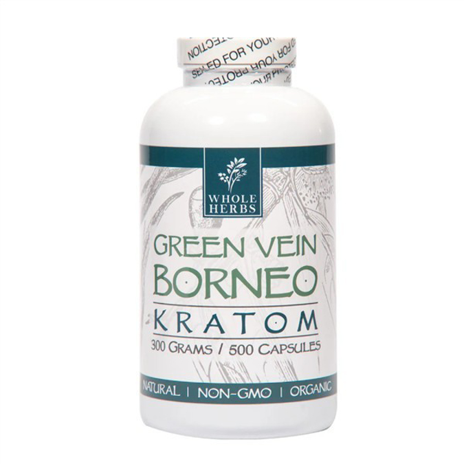 Picture of WHOLEHERBS KRATOM CAPSULES 300G 500CT- GREEN VEIN BORNEO