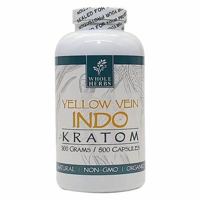 Picture of WHOLEHERBS KRATOM CAPSULES 300G 500CT - YELLOW VEIN INDO