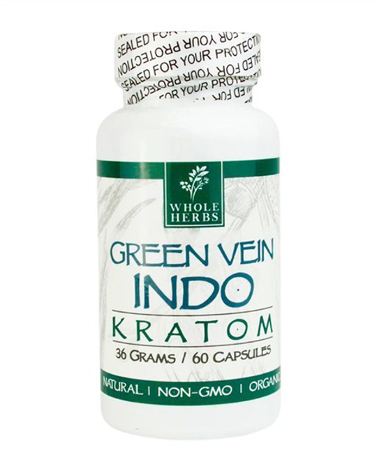 Picture of WHOLEHERBS KRATOM CAPSULES 36G 60CT - GREEN VEIN INDO