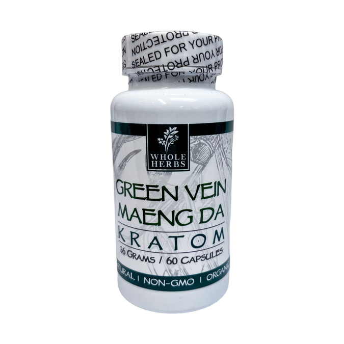 Picture of WHOLEHERBS KRATOM CAPSULES 36G 60CT - GREEN VEIN MAENG DA