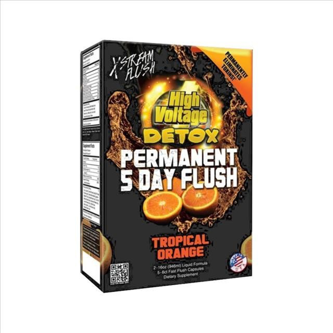 Picture of HIGH VOLTAGE DETOX PERMANENT 16OZ 2/BX WITH 30 CAPS - TROPICAL ORANGE