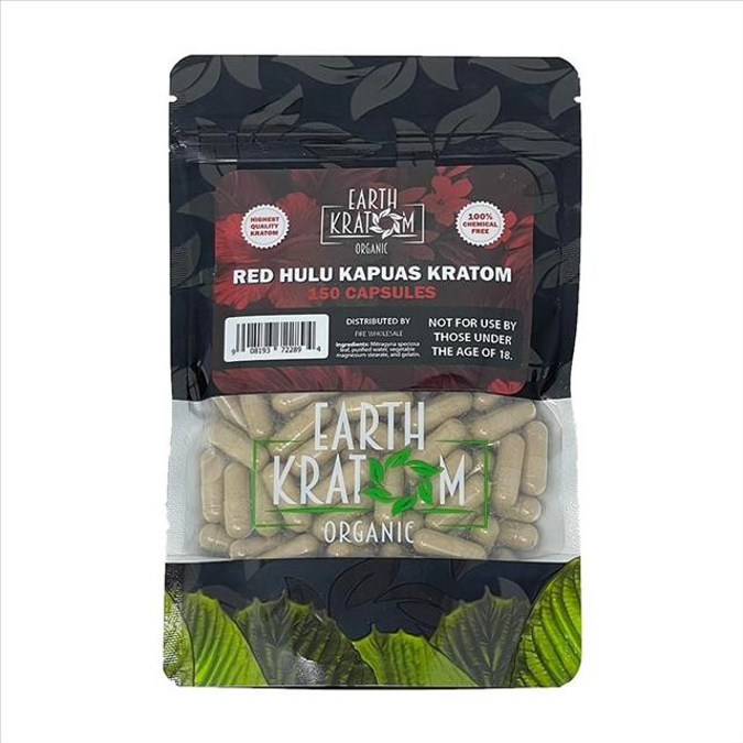 Picture of EARTH KRATOM CAPS 150CT - RED HULU