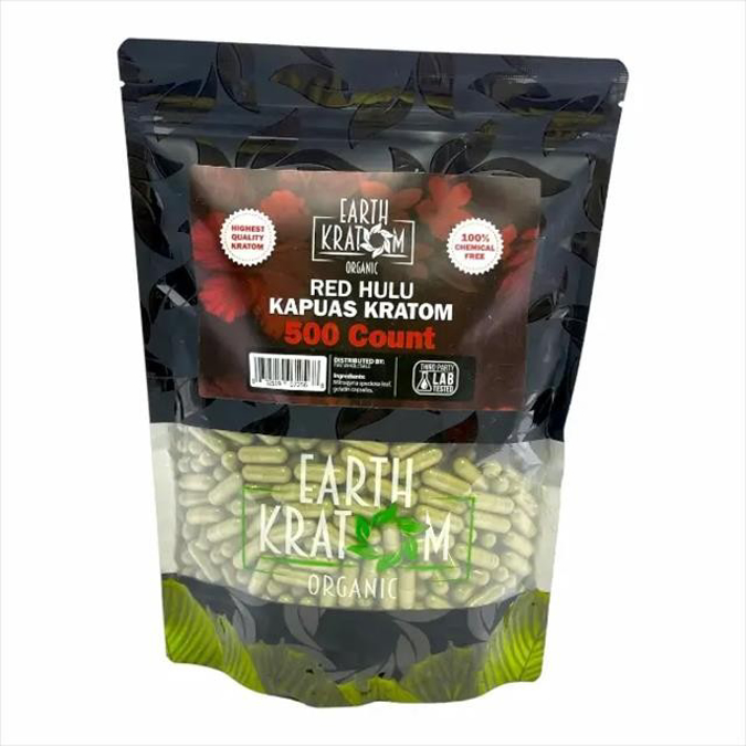 Picture of EARTH KRATOM CAPS 500CT - RED HULU