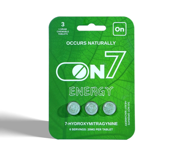 Picture of On 7 hydroxymitragynie kratom tablets 20mg 3pk 10ct/bx - Energy