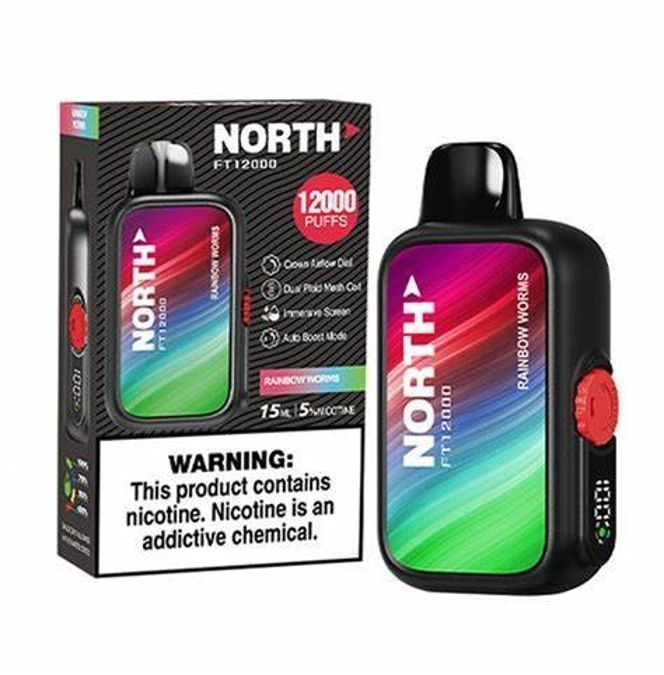 Picture of North Disposable 12000Puffs 5ct/bx - RAINBOW WORMS