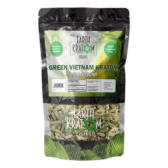 Picture of EARTH KRATOM CAPS 1500CT -  GREEN VIETNAM