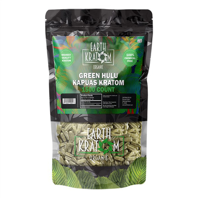 Picture of EARTH KRATOM CAPS 1500CT -  GREEN HULU KAPUAS