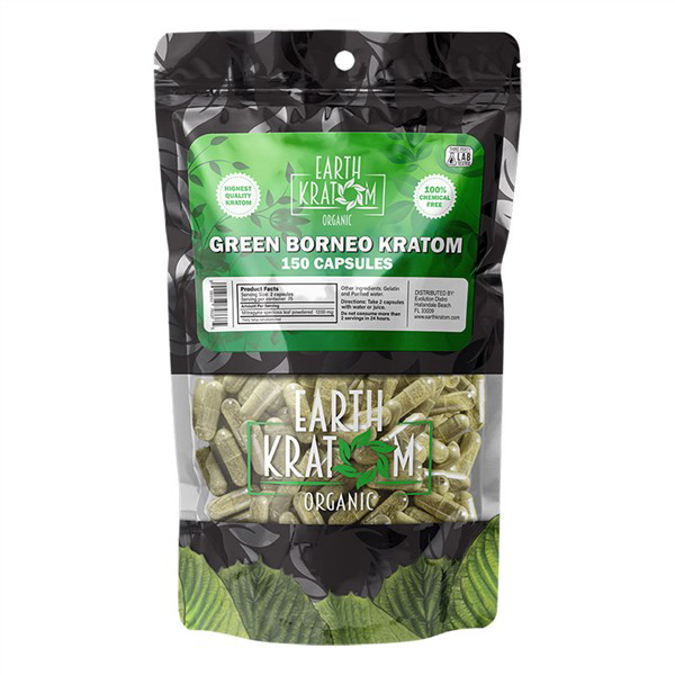 Picture of EARTH KRATOM CAPS 150CT - GREEN BORNEO