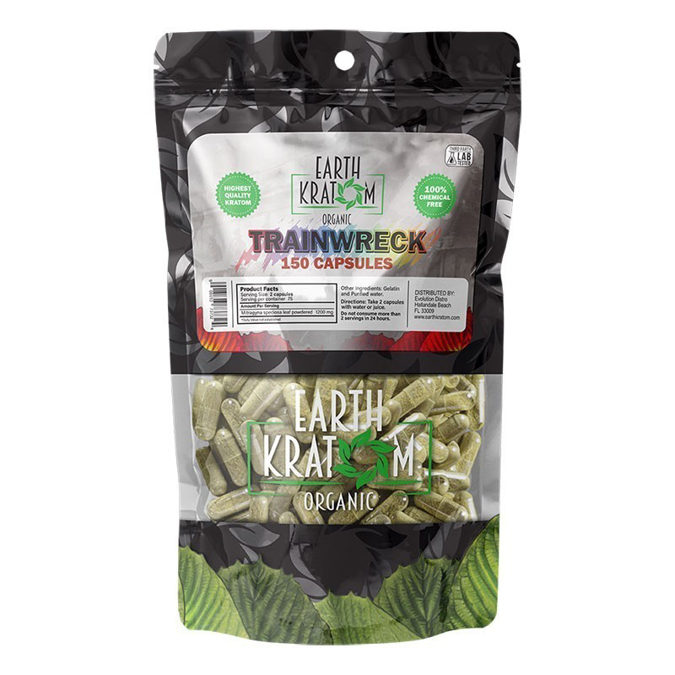 Picture of EARTH KRATOM CAPS 150CT - TRAINWRECK