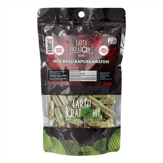 Picture of EARTH KRATOM CAPS 65CT - RED HULU