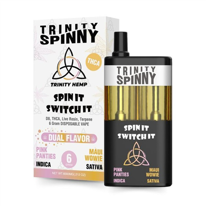 Picture of trinity spinny dual flavor disposable thca 6g 5ct/bx - Pink patties-Maui wowie 