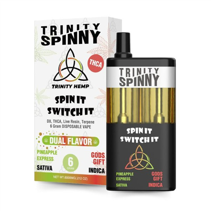 Picture of trinity spinny dual flavor disposable thca 6gm -Pineapple express-Gods gift