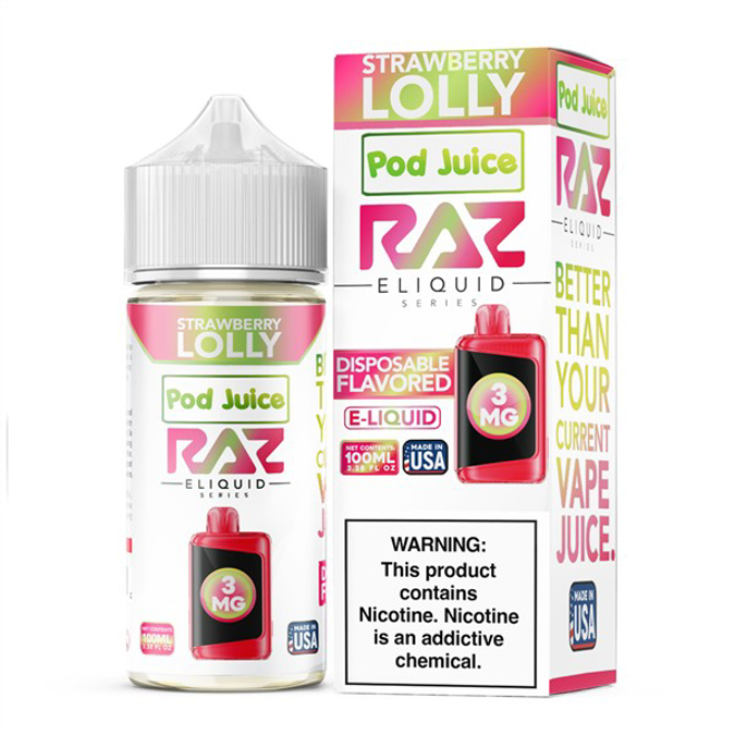 Picture of RAZ E LIQUID 3MG 100ML - STRAWBERRY LOLLY