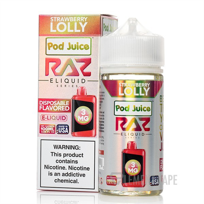 Picture of RAZ E LIQUID 6MG 100ML - STRAWBERRY LOLLY