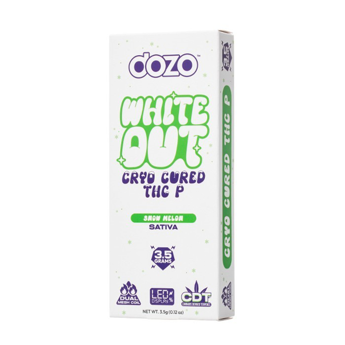 Picture of Dozo white out cyro cured disposable thcp 3.5g 5ct/bx - Snow melon