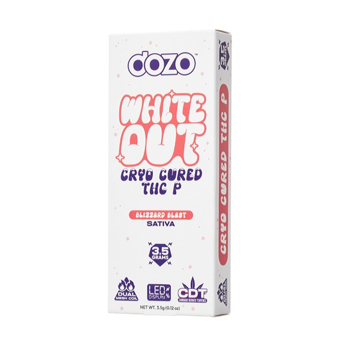 Picture of Dozo white out cyro cured disposable thcp 3.5g 5ct/bx - Blizzard blast