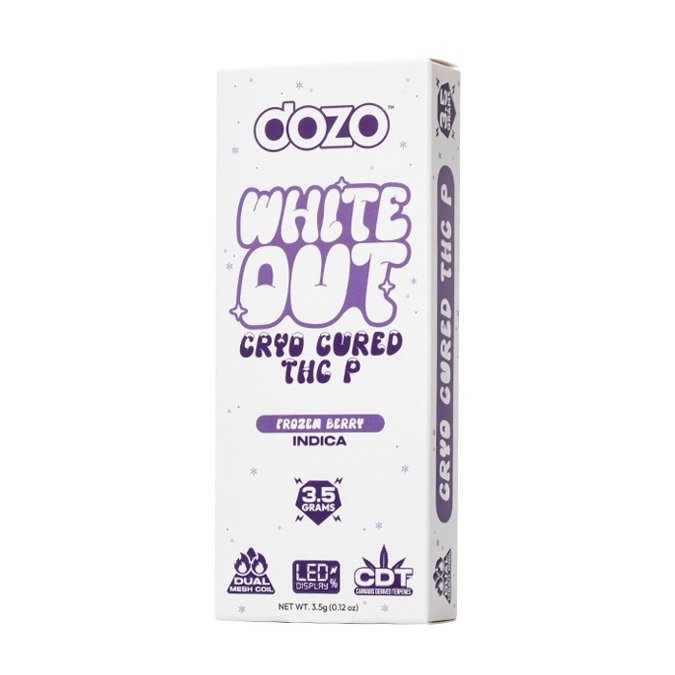 Picture of Dozo white out cyro cured disposable thcp 3.5g 5ct/bx - Frozen berry
