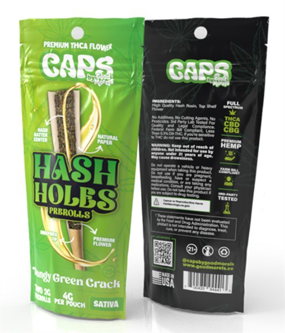 Picture of Caps Hash Hole Prerolls 2g 10ct/bx -Tangy Green Crack