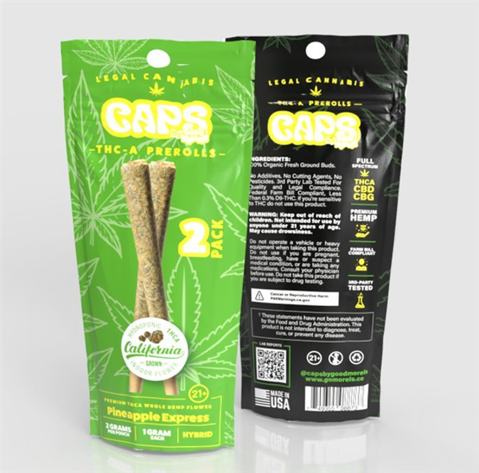 Picture of Caps pre-rolls thca 2pk- pineapple express