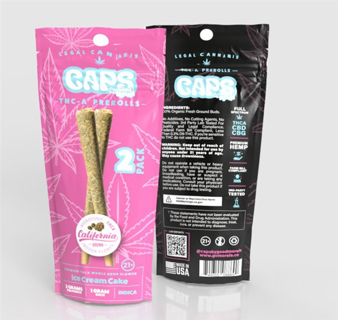 Picture of Caps pre-rolls thca 2pk- ice cream cake