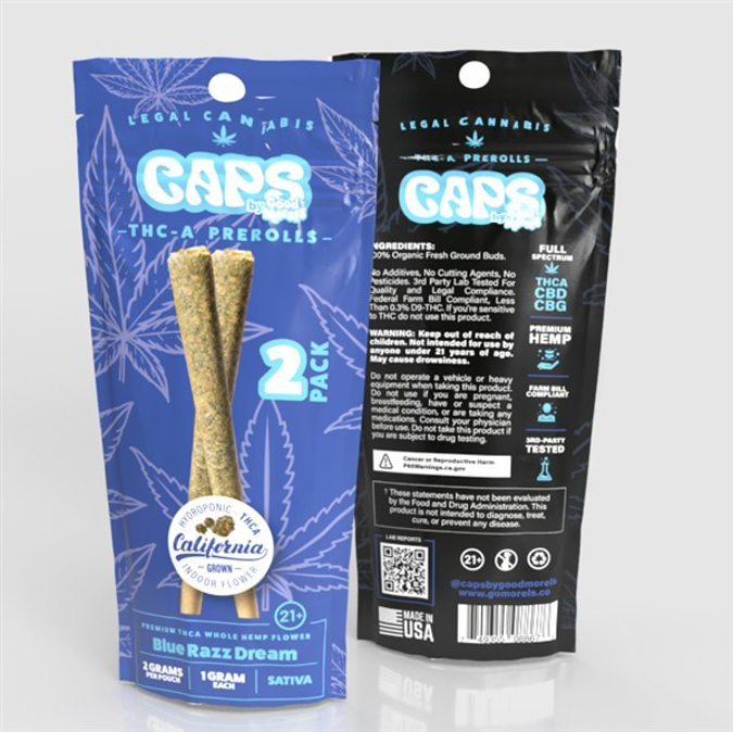 Picture of Caps pre-rolls thca 2pk- blue razz dream