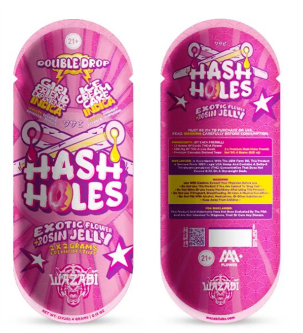 Picture of WAZABI hash holes preroll 2ct 10/bx - Girlfriend-Icecream cake