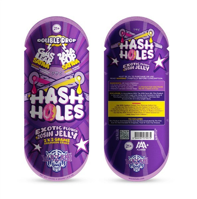Picture of WAZABI hash holes preroll 2ct 10/bx - GAS LEAK ZAZA POP