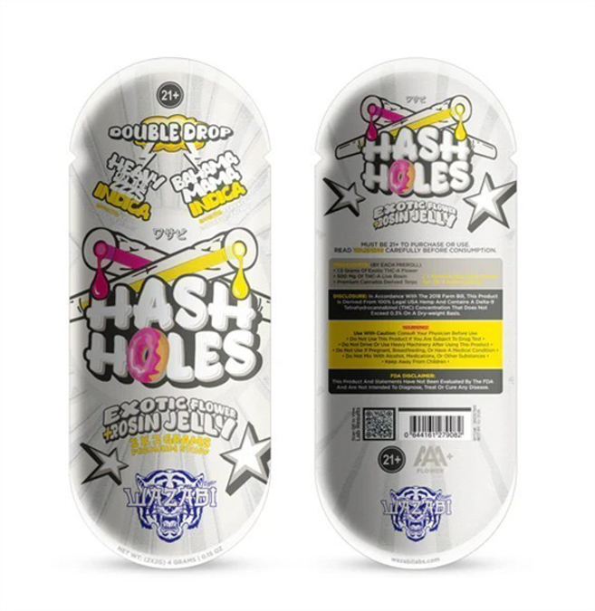 Picture of WAZABI HASH HOLES PREROLL 2CT 10/BX -HEAVY ON THE ZZZS BAHAMA