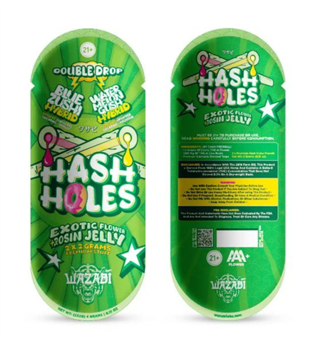 Picture of WAZABI hash holes preroll 2ct 10/bx - BLUE SUSHI WATERMELON