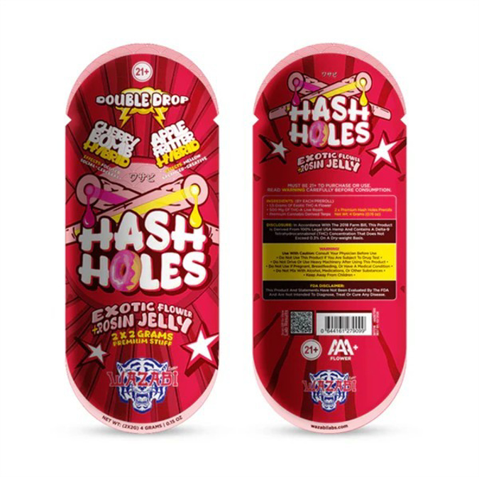 Picture of WAZABI hash holes preroll 2ct 10/bx - CHERRY BOMB APPLE