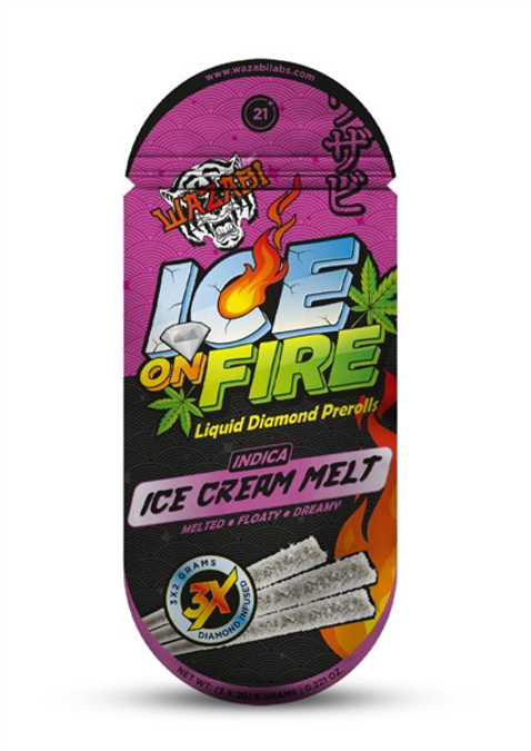 Picture of WAZABI ICE ON FIRE PREROLLS 2GM 3CT - ICE CREAM MELT