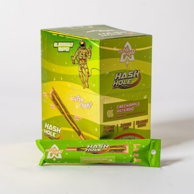 Picture of ASTRO EIGHT HASH HOLE PRER-ROLLS  2GM 20CT - GREEN APPLE ASTEROID