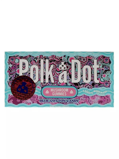 Picture of POLKADOT MUSHROOM MAGIC BLEND GUMMIES 1.7OZ 48G 10000MG 10CT - BLUE COTTON CANDY