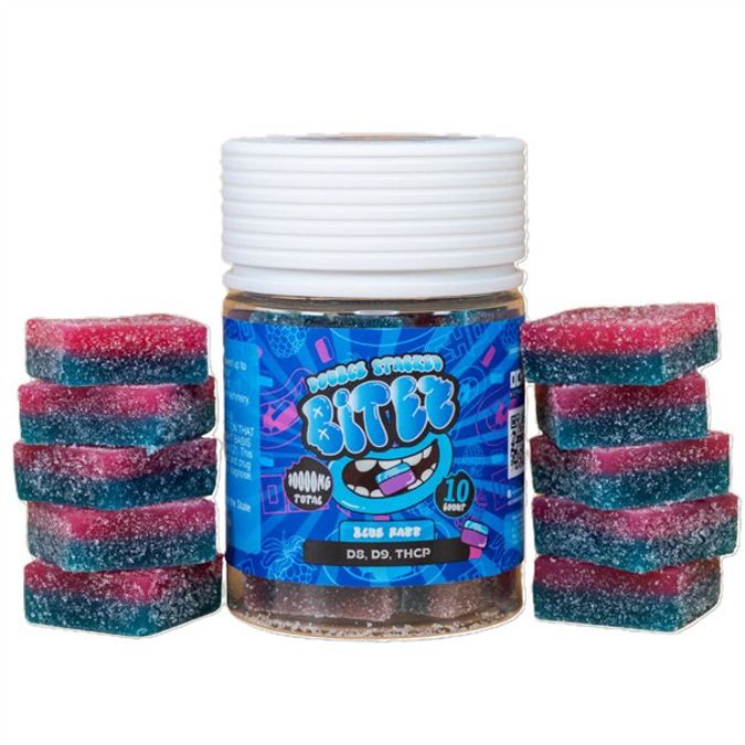 Picture of Double Stacked Bites gummies 10gm 10ct/Jar - Blue razz
