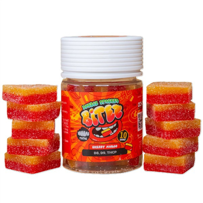 Picture of Double Stacked Bites gummies 10gm 10ct/Jar - Cherry mango