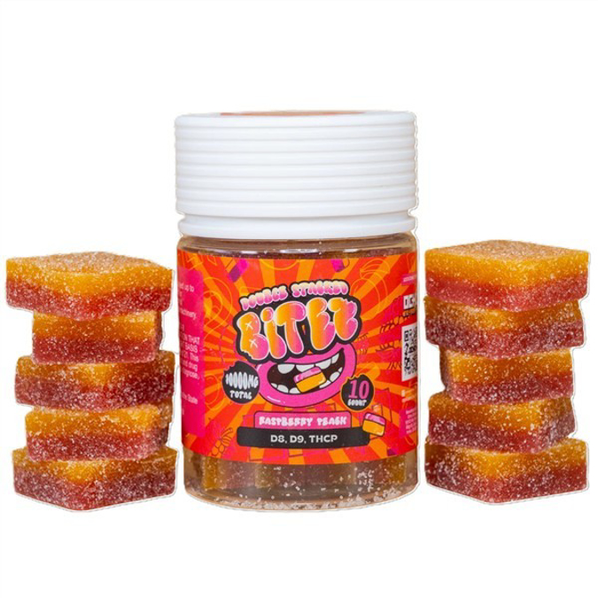 Picture of Double Stacked Bites gummies 10gm 10ct/Jar - Raspberry peach