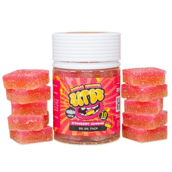 Picture of Double Stacked Bites gummies 10gm 10ct/Jar - Strawberry lemonade
