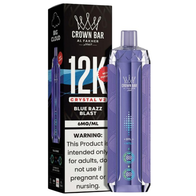 Picture of CROWN BAR DISPOSABLE 12K PUFFS 5CT -  BLUE RAZZ BLAST