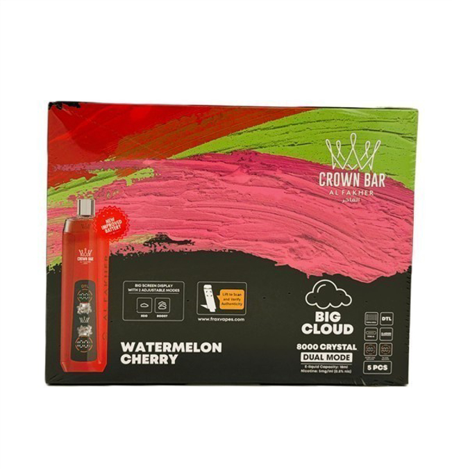 Picture of CROWN BAR DISPOSABLE 12K PUFFS 5CT -  WATERMELON CHERRY