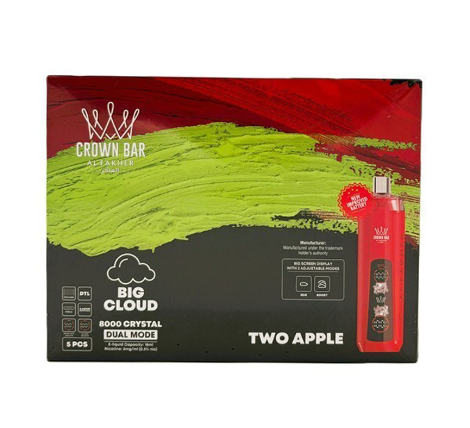 Picture of CROWN BAR DISPOSABLE 12K PUFFS 5CT - TWO APPLE