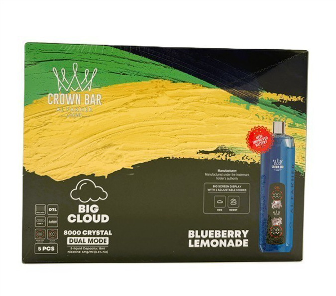 Picture of CROWN BAR DISPOSABLE 12K PUFFS 5CT - BLUEBERRY LEMONADE