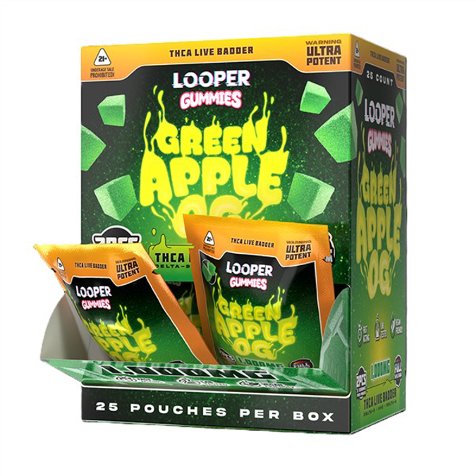 Picture of LOOPER GUMMIES ULTRA POTENT 1OOOMG(25CT BOX) Green Apple OG