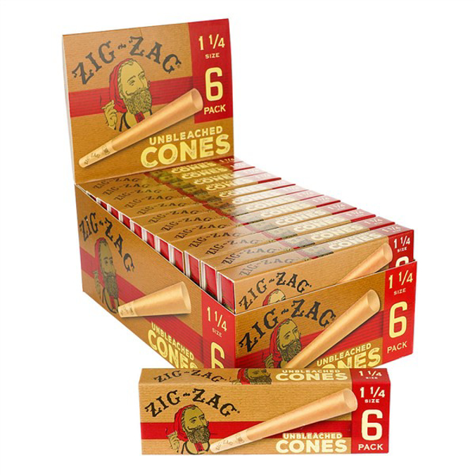 Picture of Zig Zag Cones Unbleached 1 1/4 6pk 24c