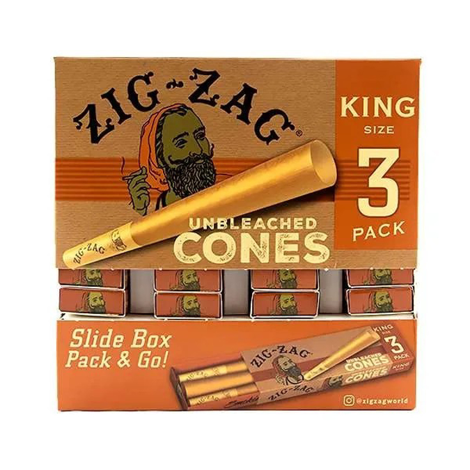 Picture of Zig Zag Cones Unbleached King Size 3pk 36ct 
