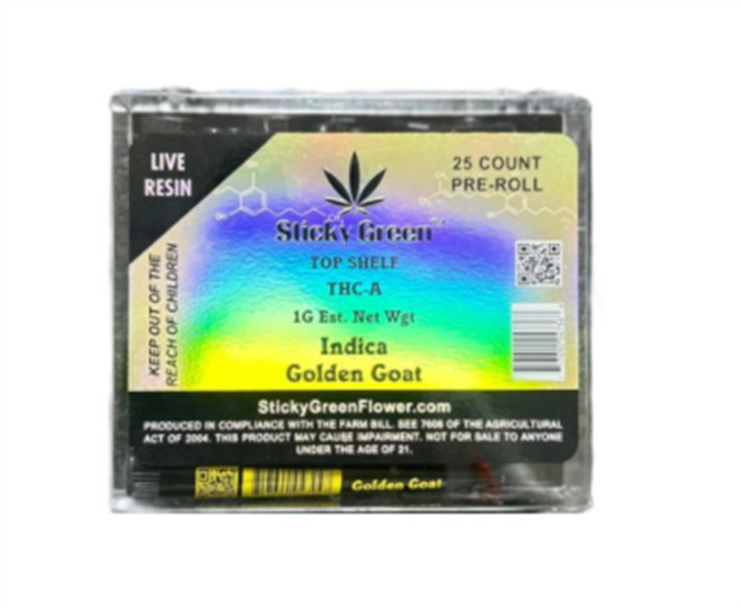 Picture of STICKY GREEN TOP SHELF PREROLLS W/TUBES 25CT - INDICA